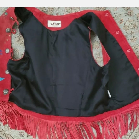 Vintage 90s hand-painted Southwestern suede vest - Picture 7 of 9